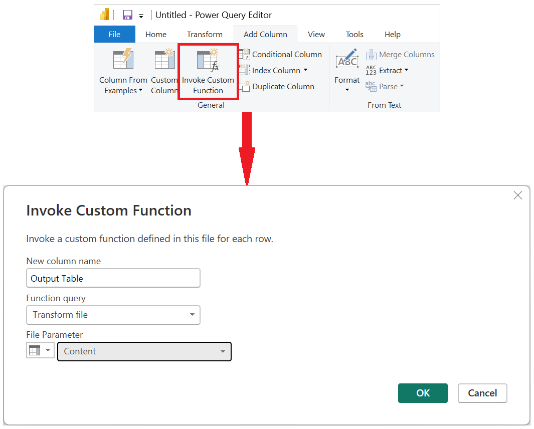 Diálogo Invocar función personalizada