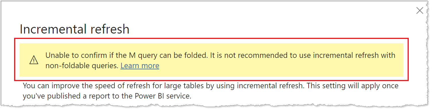 Advertencia de query folding